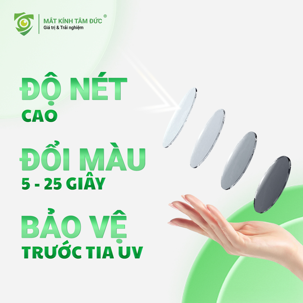 Để ngăn chặn hiệu quả tác hại tia UV sử dụng tròng kính đổi màu