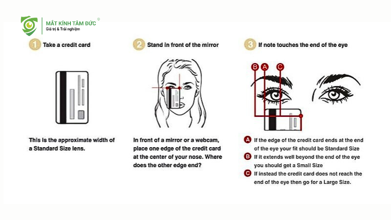 Cách đo size mắt kính RayBan đơn giản tại nhà bằng thẻ để xác định kính nhỏ vừa hay lớn