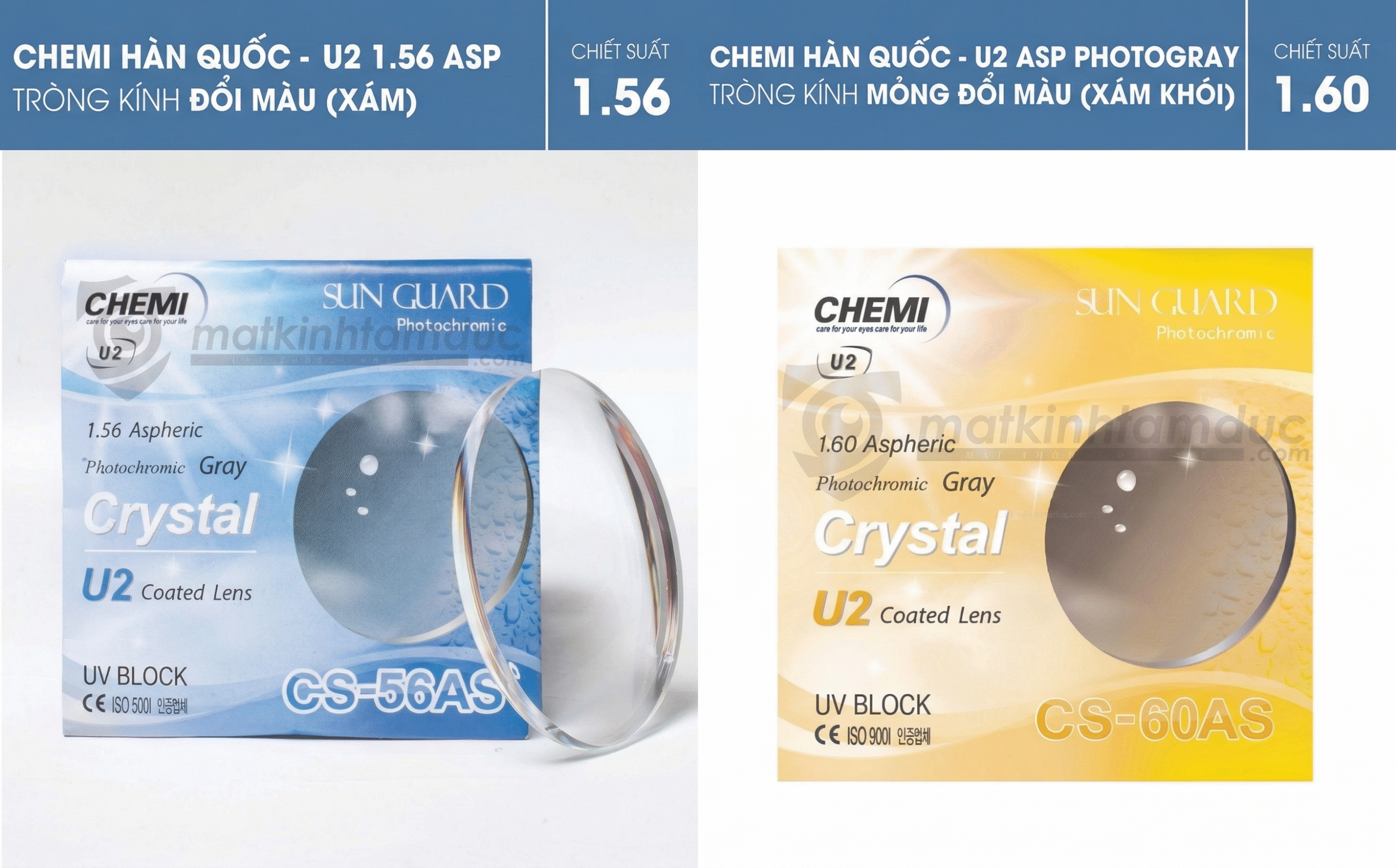 Tròng kính đổi màu Chemi Hàn Quốc