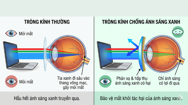 Cơ chế hoạt động của tròng kính chống ánh sáng xanh