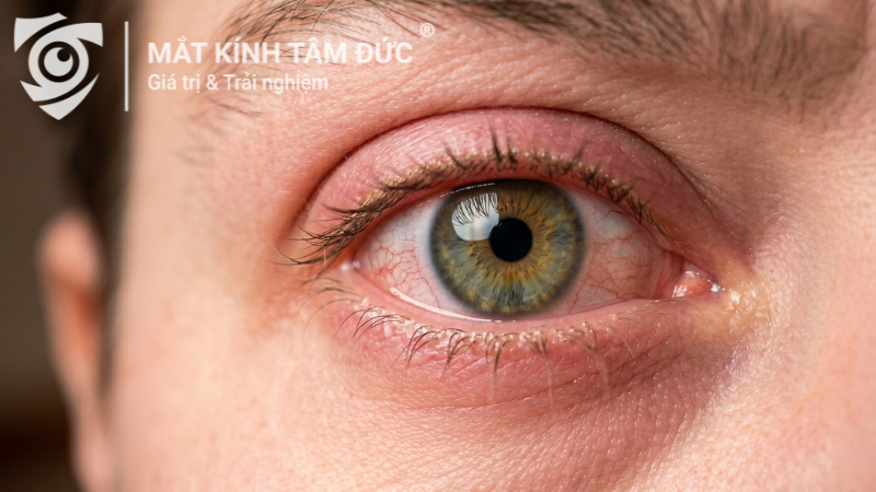 Mắt bị kích ứng và nhiễm trùng khi đeo kính áp tròng quá hạn