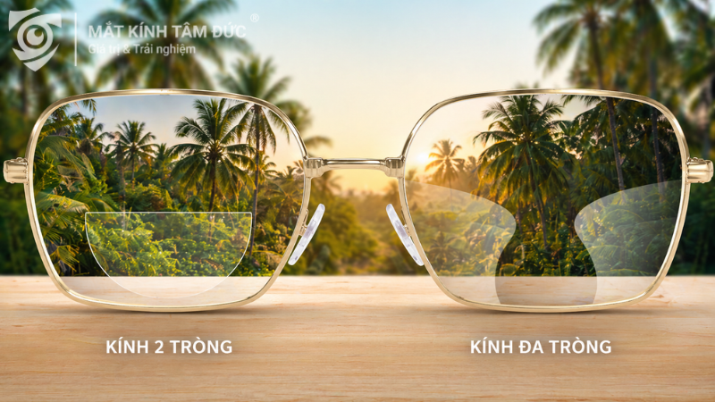 So sánh kính đa tròng và kính 2 tròng khác nhau về thiết kế và trải nghiệm nhìn
