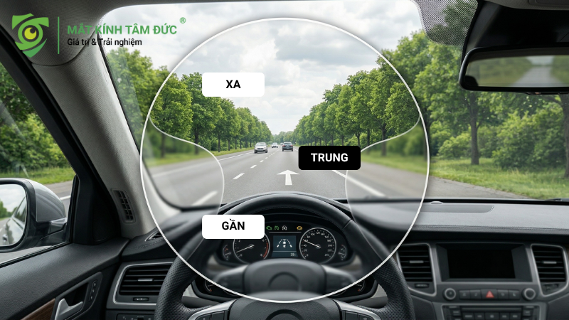 Kính đa tròng là loại kính có tác dụng giúp người đeo nhìn rõ ở mọi khoảng cách: xa, trung gian và gần.