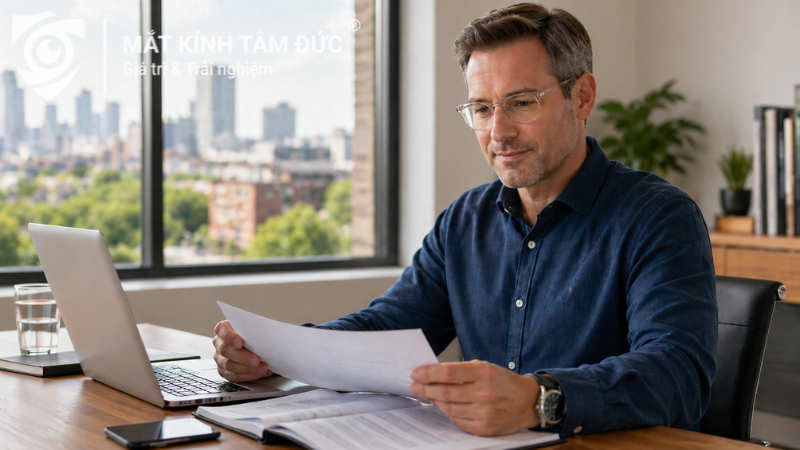 Trải nghiệm nhìn xa trung gian và gần khi đeo kính đa tròng