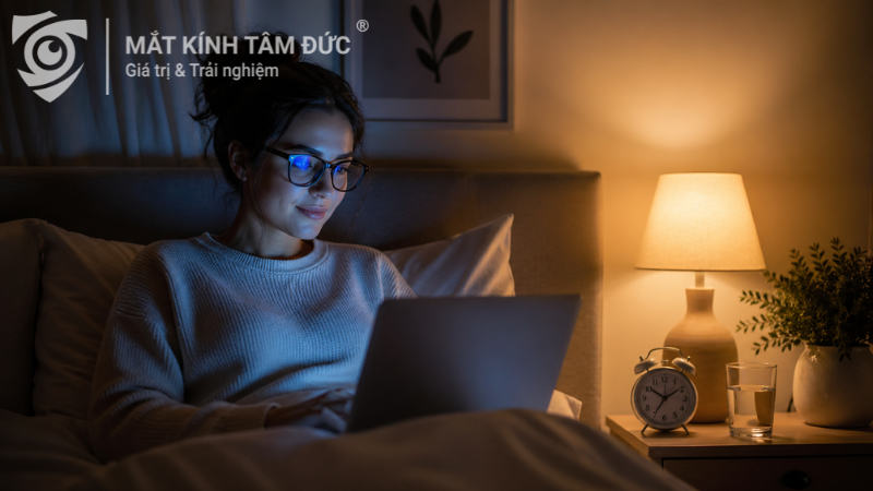 Tròng chống ánh sáng xanh có giúp ngủ ngon không