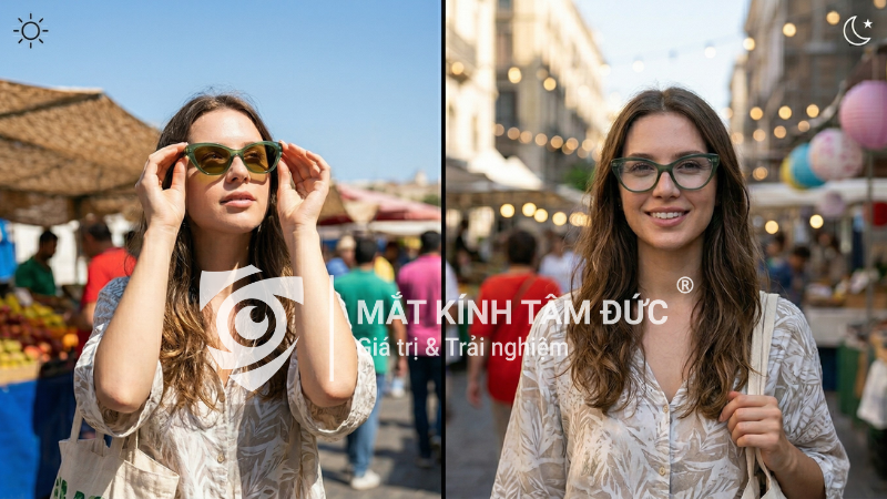 Tròng kính đổi màu tiện lợi không cần đổi kính