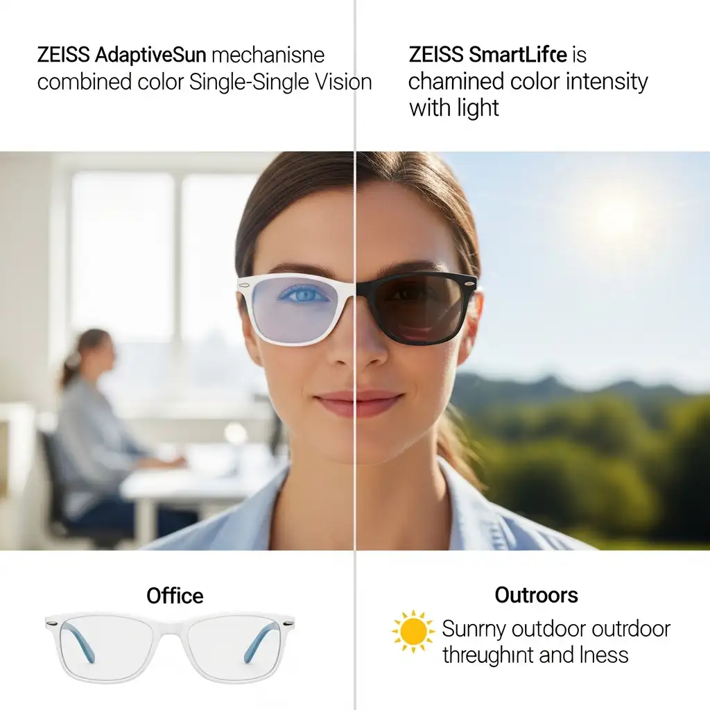 Tròng kính Đơn tròng ZEISS SmartLife - Đổi màu AdaptiveSun
